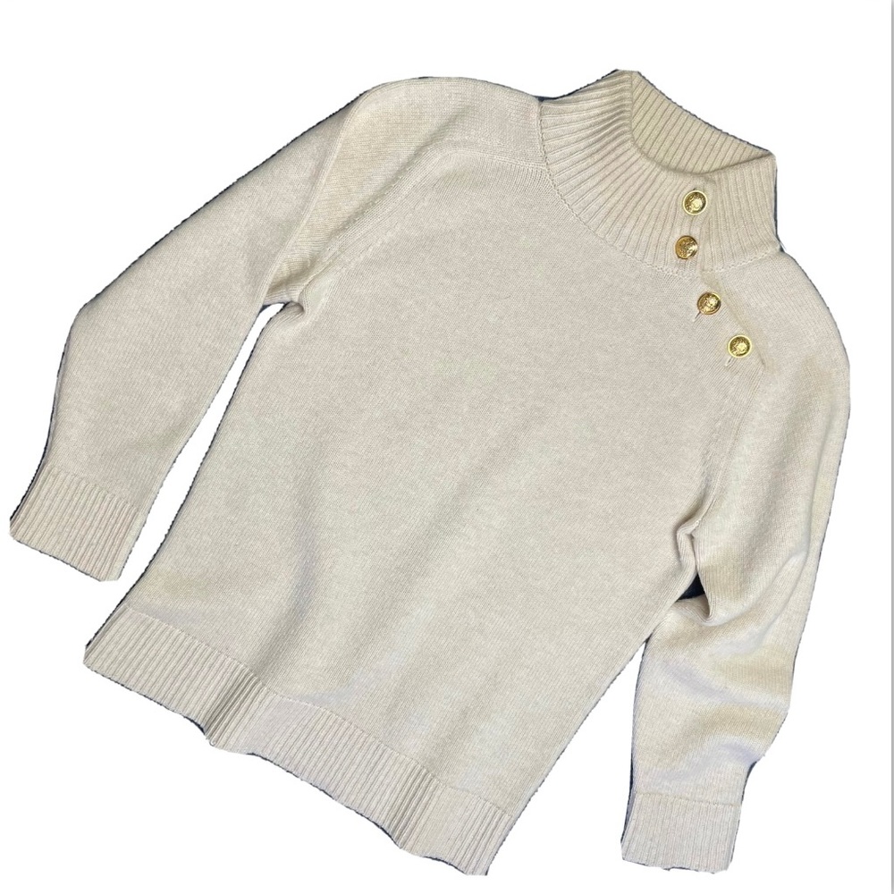 LANVIN wool button neck /ivory/Turtleneck Sweater M